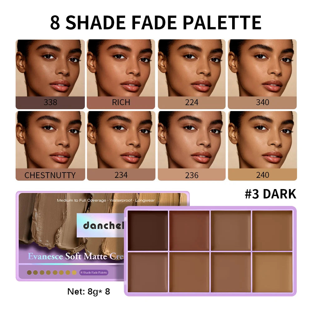 8 Shade Cream Concealer Palette for Full Coverage - 20