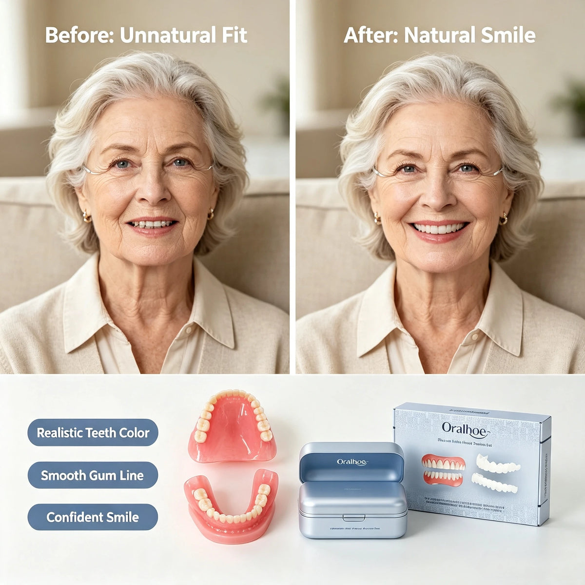 Adjustable False Teeth Kit for a Natural Smile