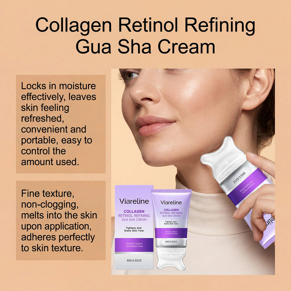 Collagen Retinol Gua Sha Cream for Facial Lifting and Moisturizing