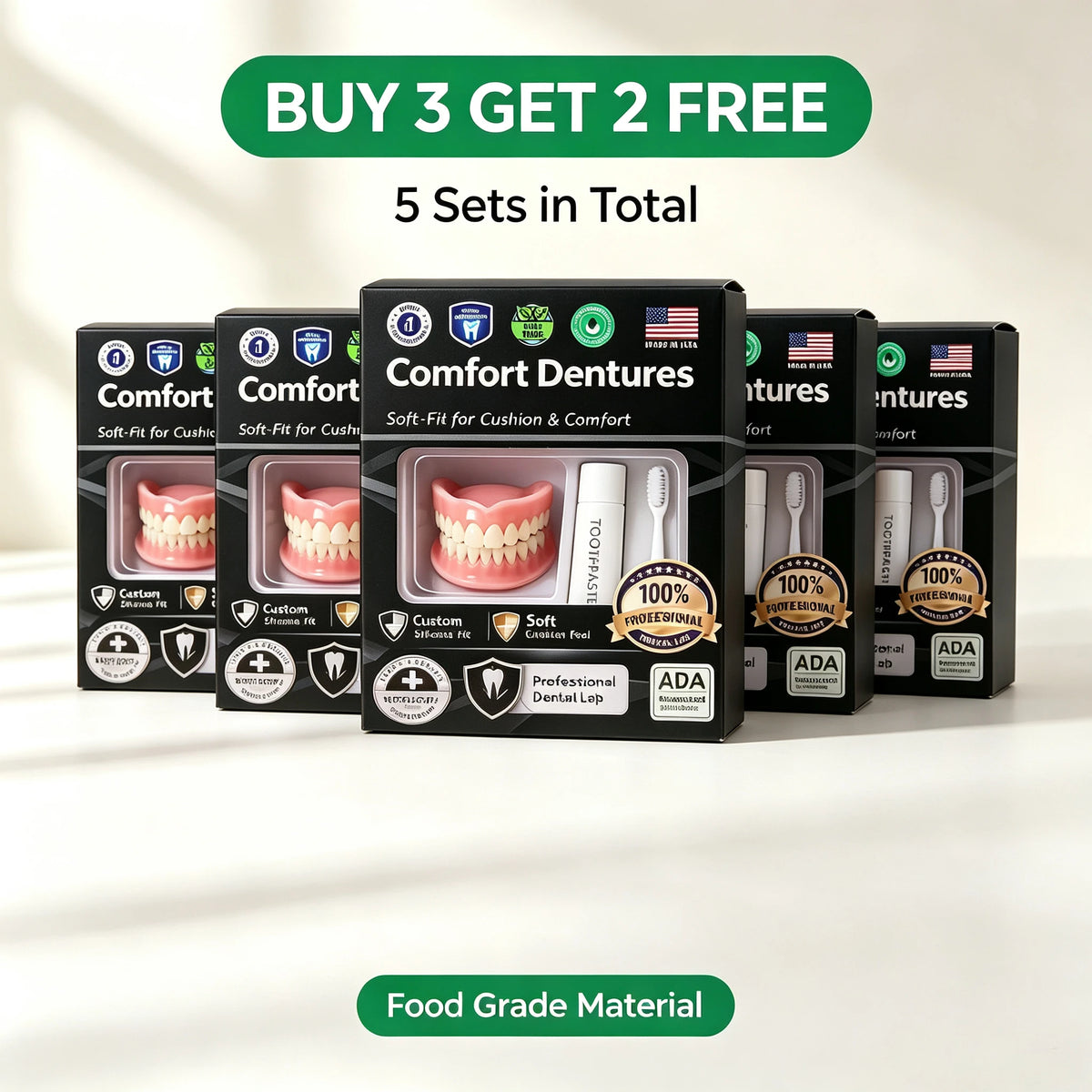 Temporary Silicone Denture Set for Instant Natural Smile