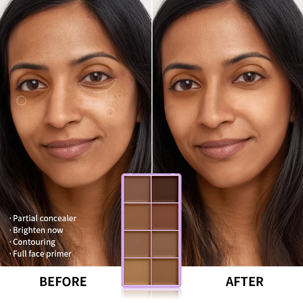 8 Shade Cream Concealer Palette for Full Coverage