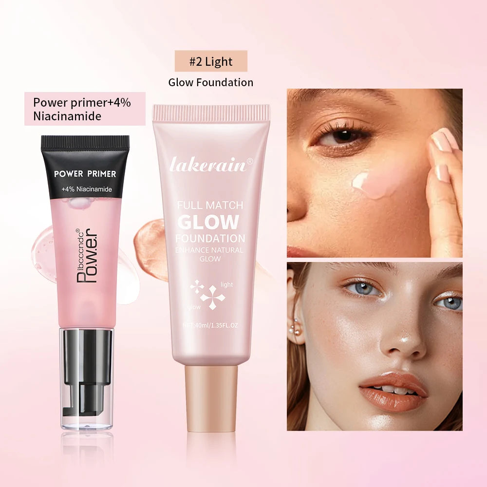 Makeup Primer and Glow Foundation Set for Hydrated Radiant Skin