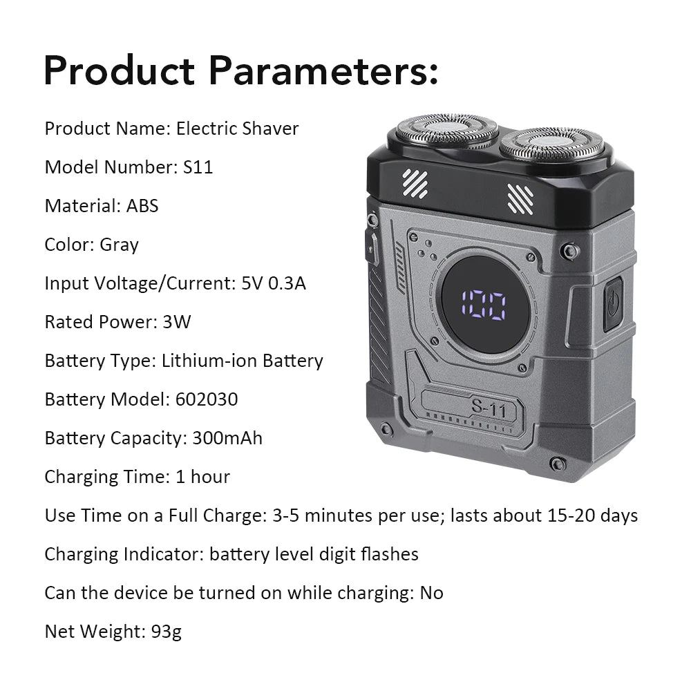 Portable Electric Shaver with Digital Display