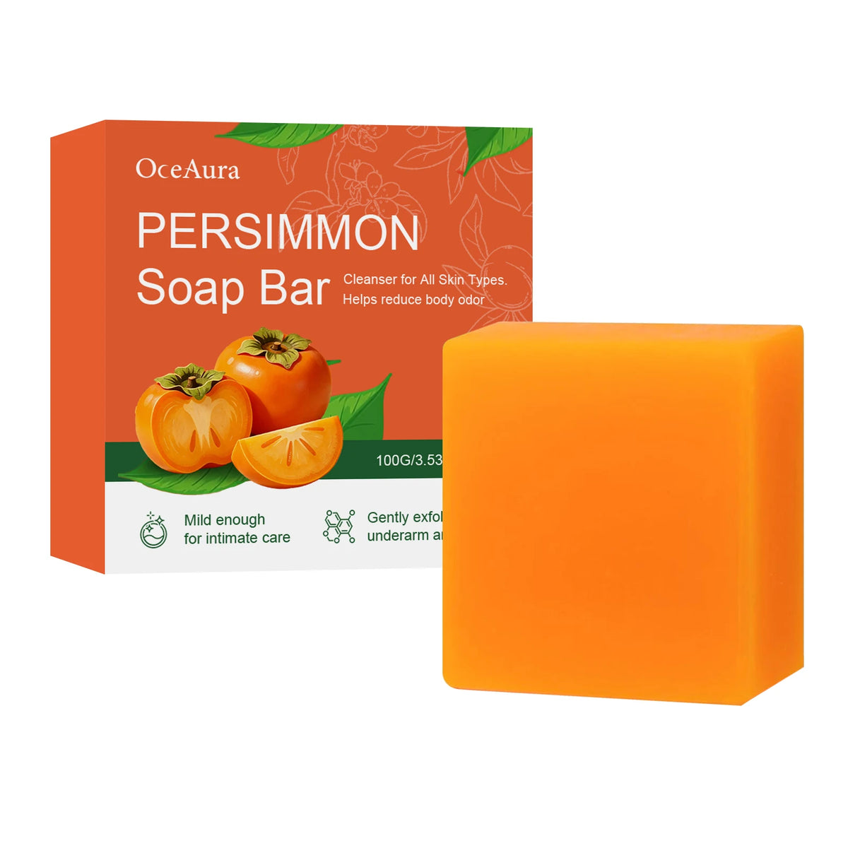 Persimmon Exfoliating Soap Bar for Deep Cleansing and Odor Control