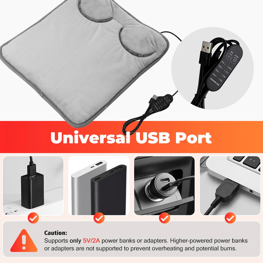 USB Electric Foot Warmer with Adjustable Heat and Timer Settings - 5