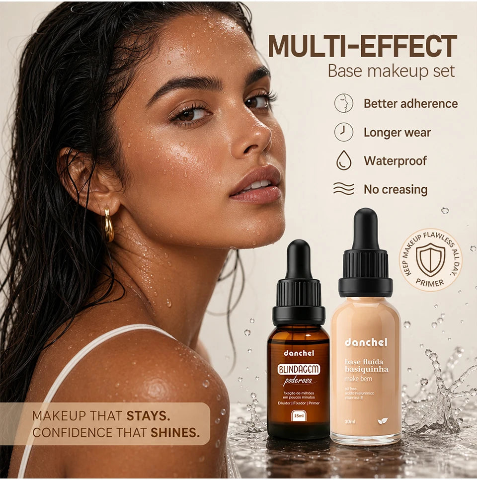 Liquid Foundation and Primer Set for Long Lasting Natural Coverage - 10