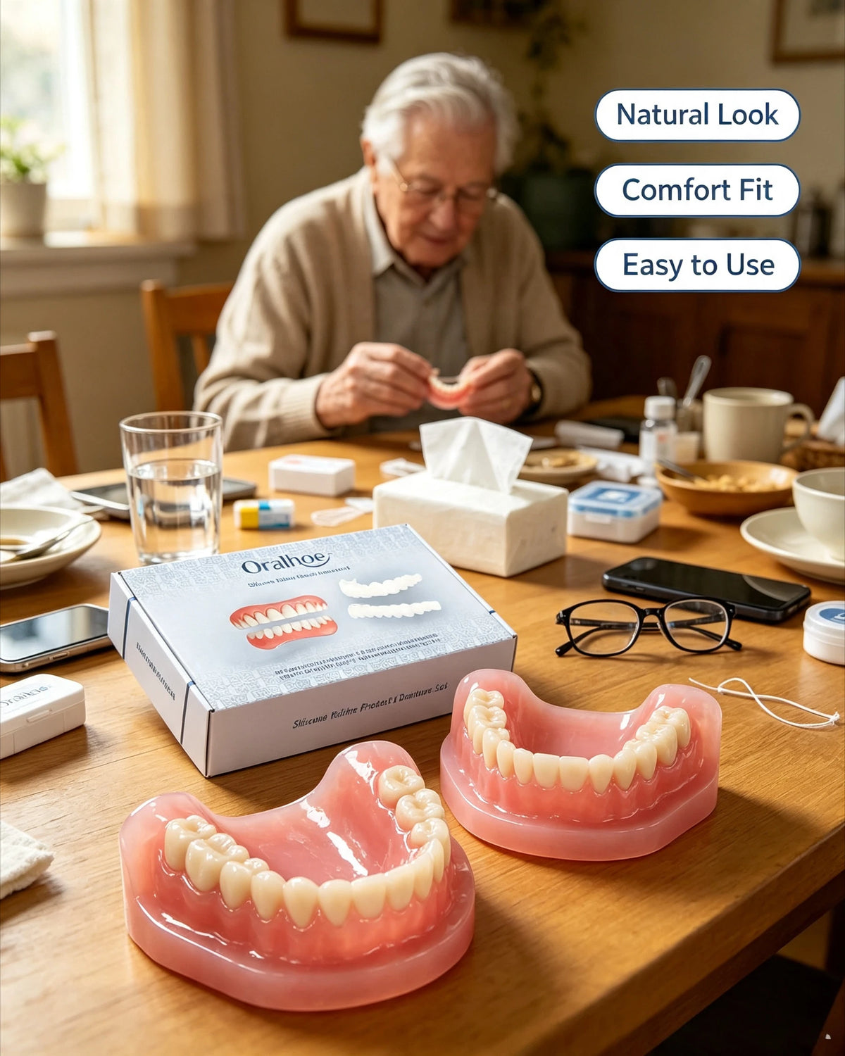 Adjustable False Teeth Kit for a Natural Smile