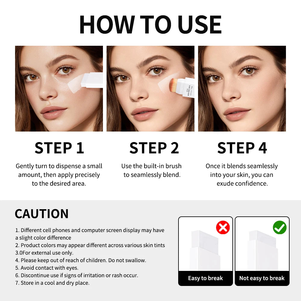 Blanc Cover Cream Stick with Built-in Brush for Flawless Coverage - 5