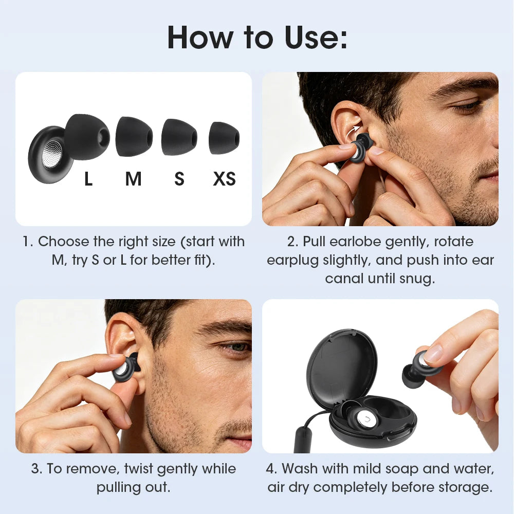 Noise Canceling Sleep Earplugs with Storage Case