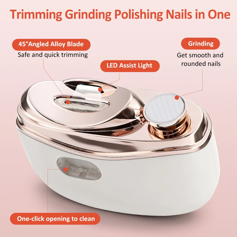 Electric Nail Clipper with LED Light for Precise Trimming