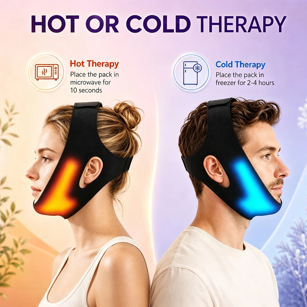 Adjustable Face Lifting Bandage with Hot and Cold Gel Pack