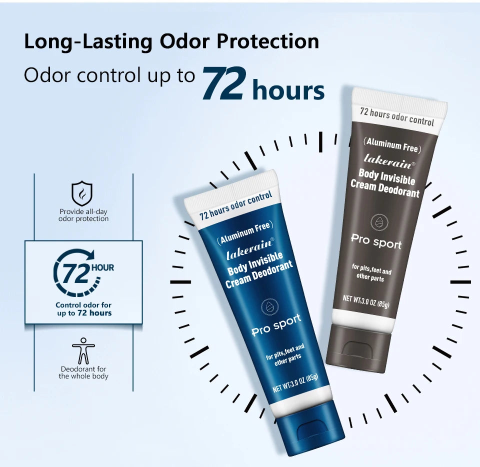 Body Invisible Cream Deodorant for Long Lasting Odor Protection