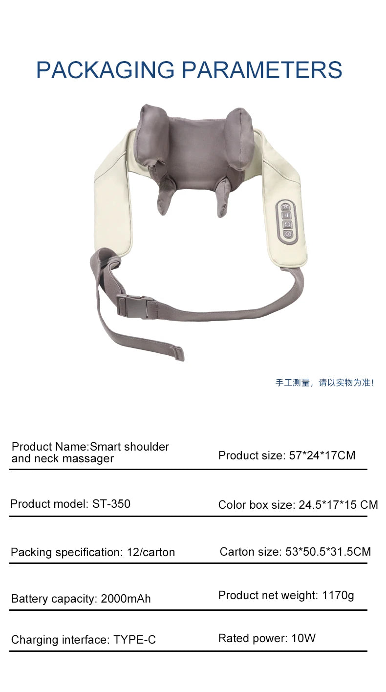 Wireless Neck and Shoulder Massager with Deep Tissue Heat