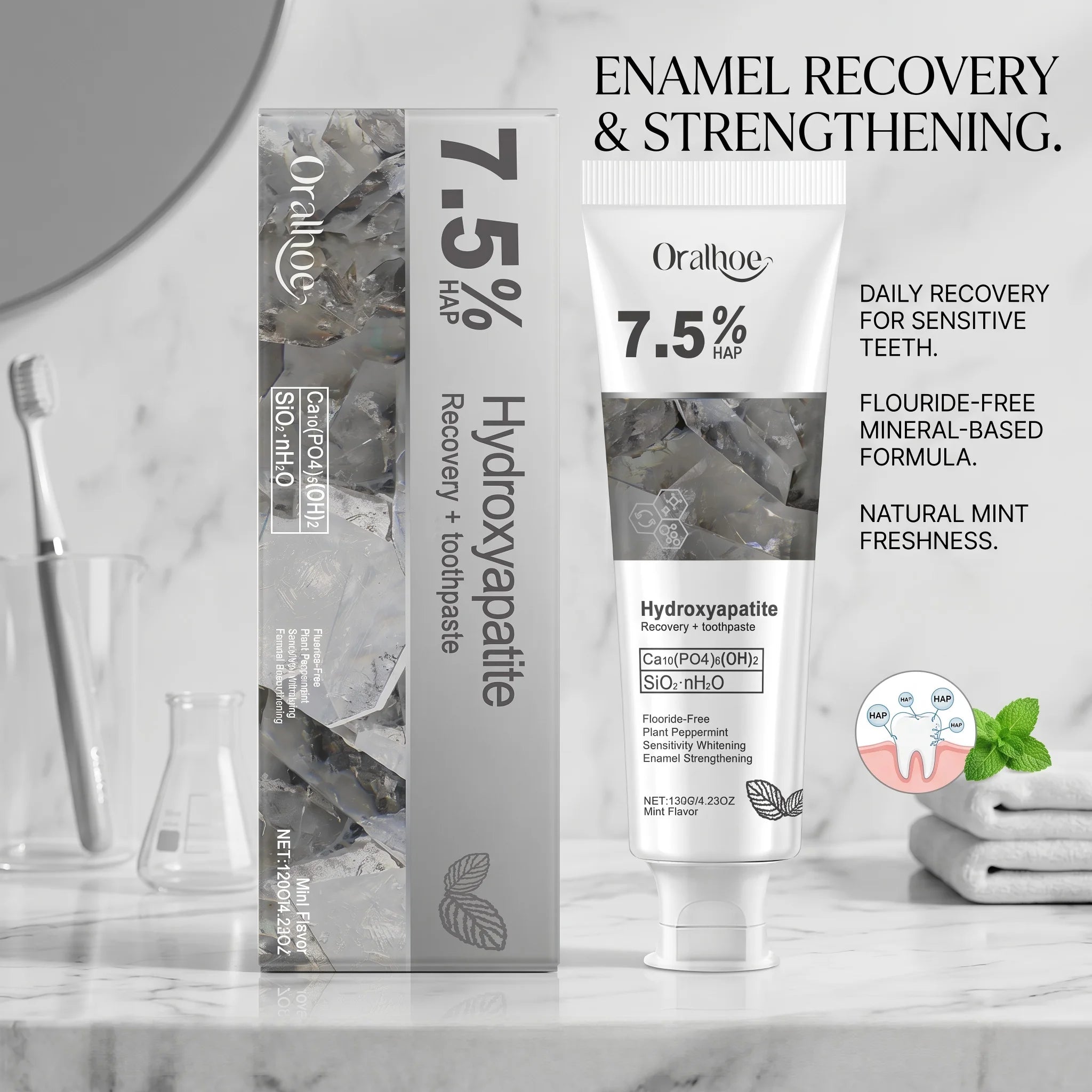 Hydroxyapatite Toothpaste for Enamel Repair and Whitening - 9