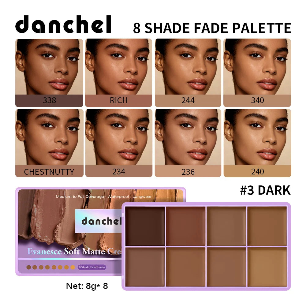 8 Shade Cream Concealer Palette for Full Coverage - 17