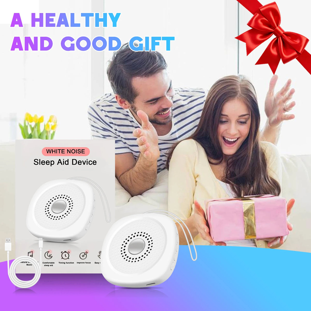 Portable White Noise Sound Machine with 8 Soothing Sounds