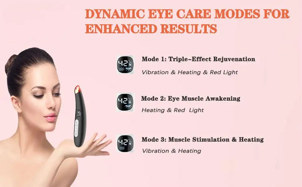 Eye Beauty Device with Heat and Vibration for Puffiness