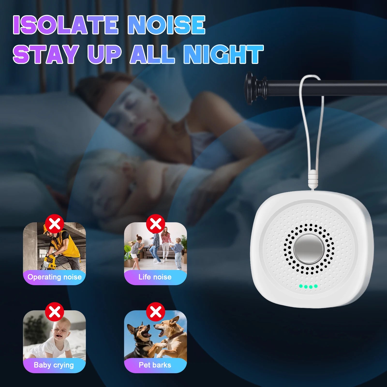 Portable White Noise Sound Machine with 8 Soothing Sounds - 11