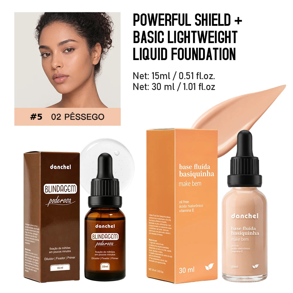 Liquid Foundation and Primer Set for Long Lasting Natural Coverage - 27