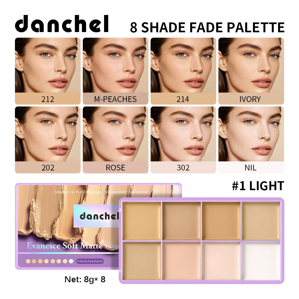 8 Shade Cream Concealer Palette for Full Coverage - 19