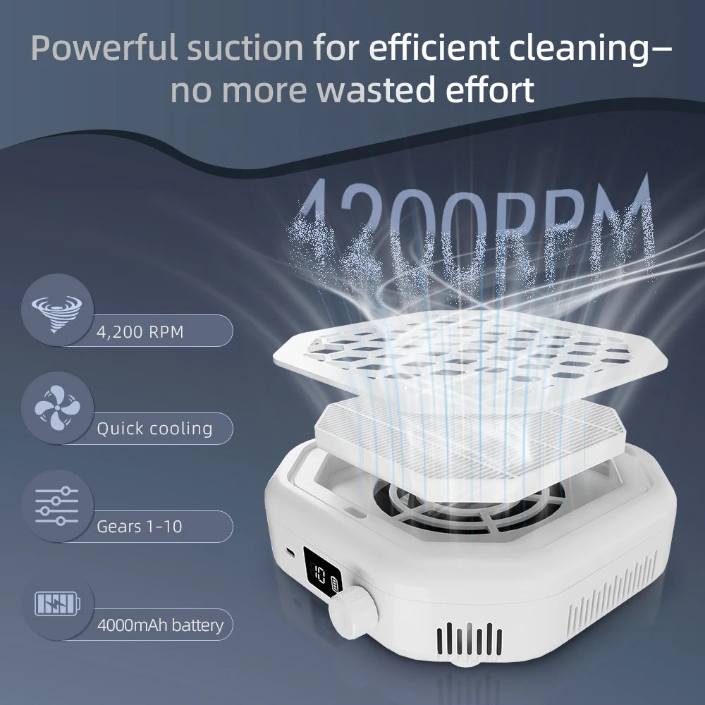 Cordless Nail Dust Collector with Rechargeable Battery