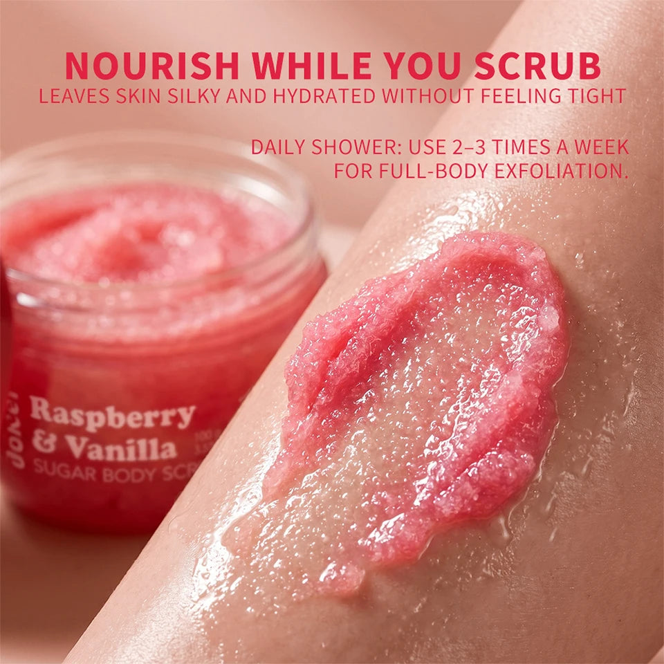 Raspberry Vanilla Sugar Body Scrub for Smooth Radiant Skin