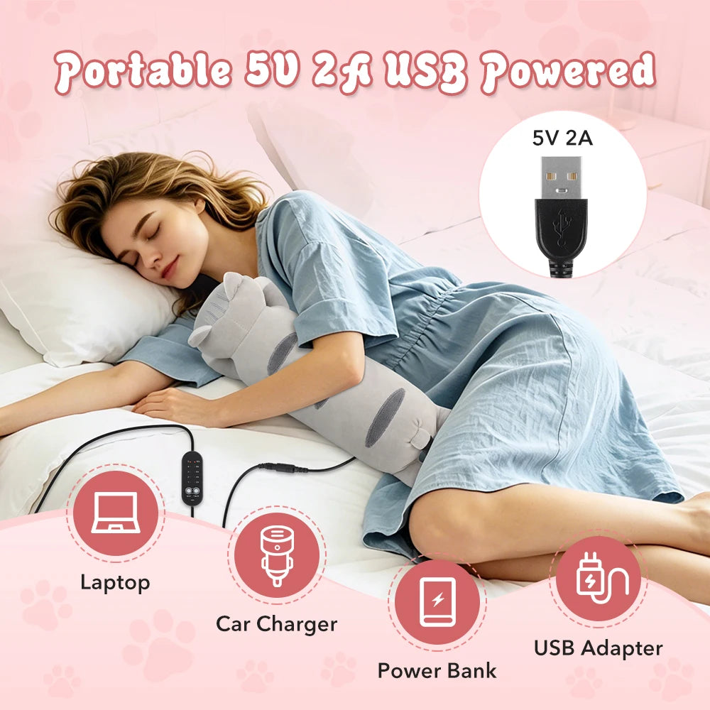 Cute Cat Plush Heating Pad with Adjustable Heat and Timer - 11