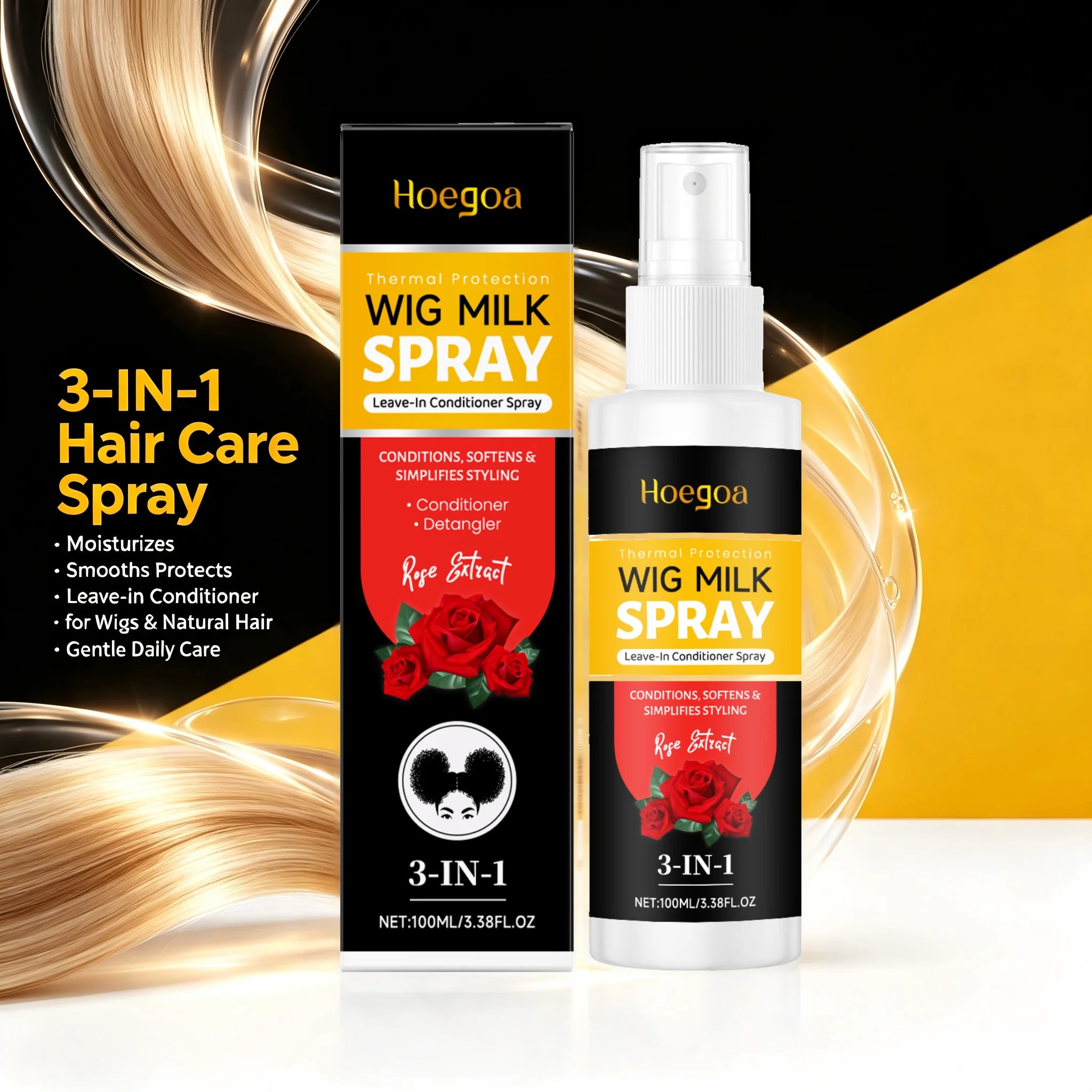 Rose Wig Conditioning Spray for Detangling and Softening - 4