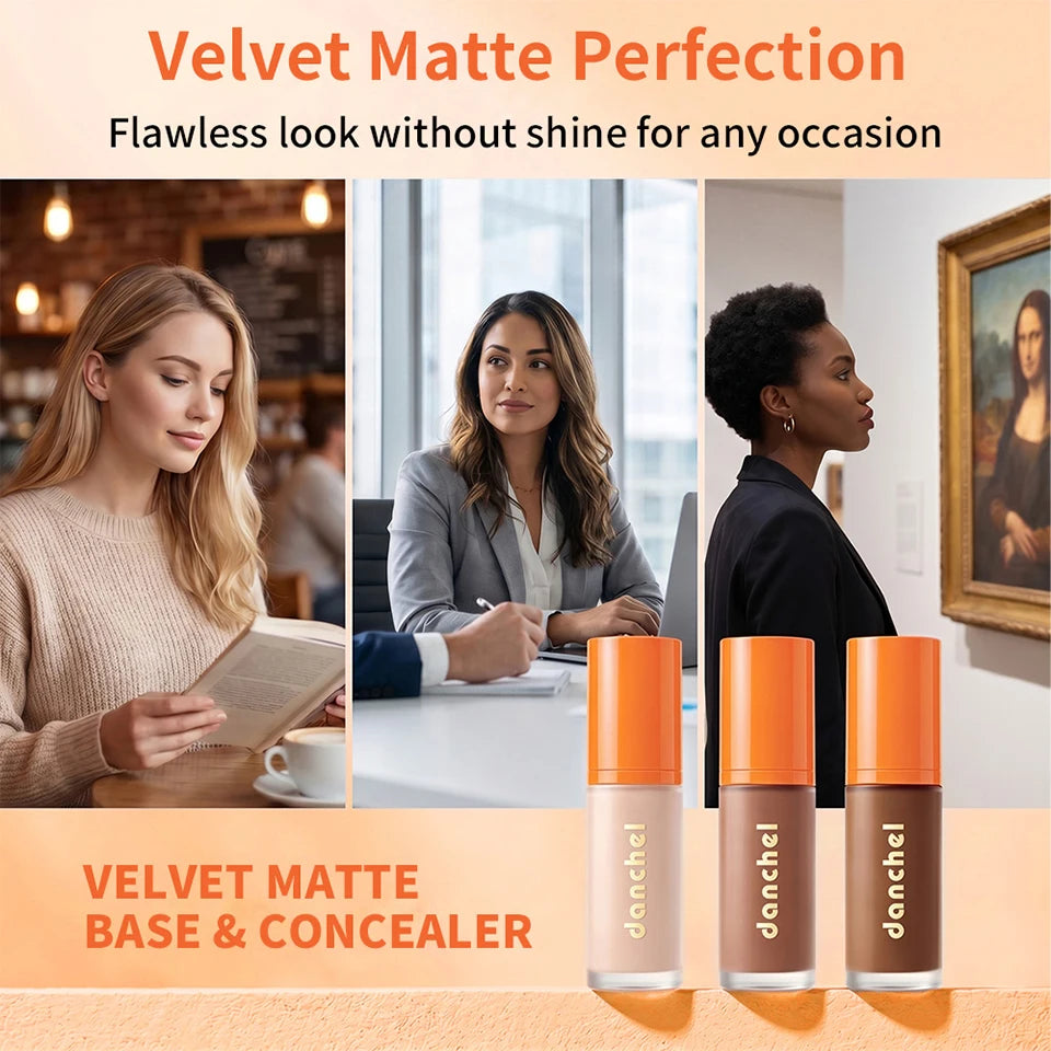 Velvet Matte Liquid Foundation and Concealer for Flawless Coverage - 15
