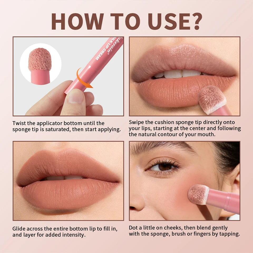 Dual Use Lip and Cheek Cream with Cushion Applicator