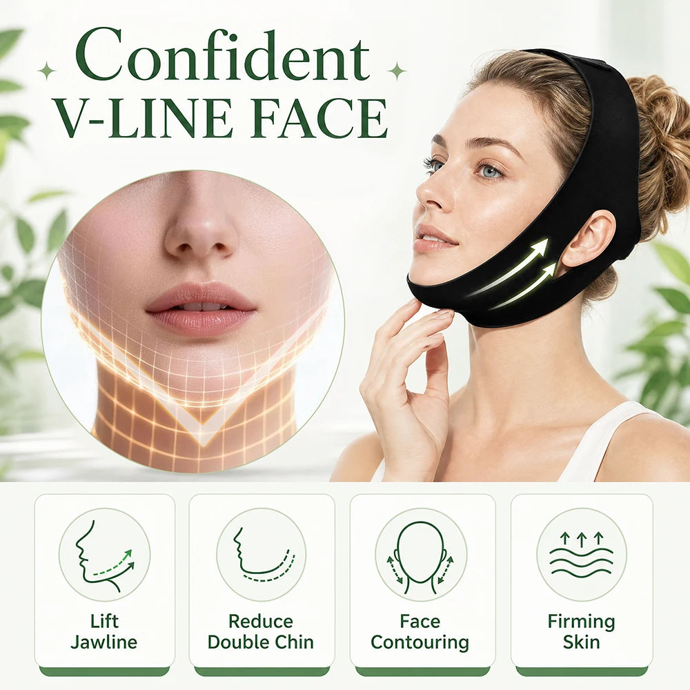 Adjustable Face Lifting Bandage with Hot and Cold Gel Pack