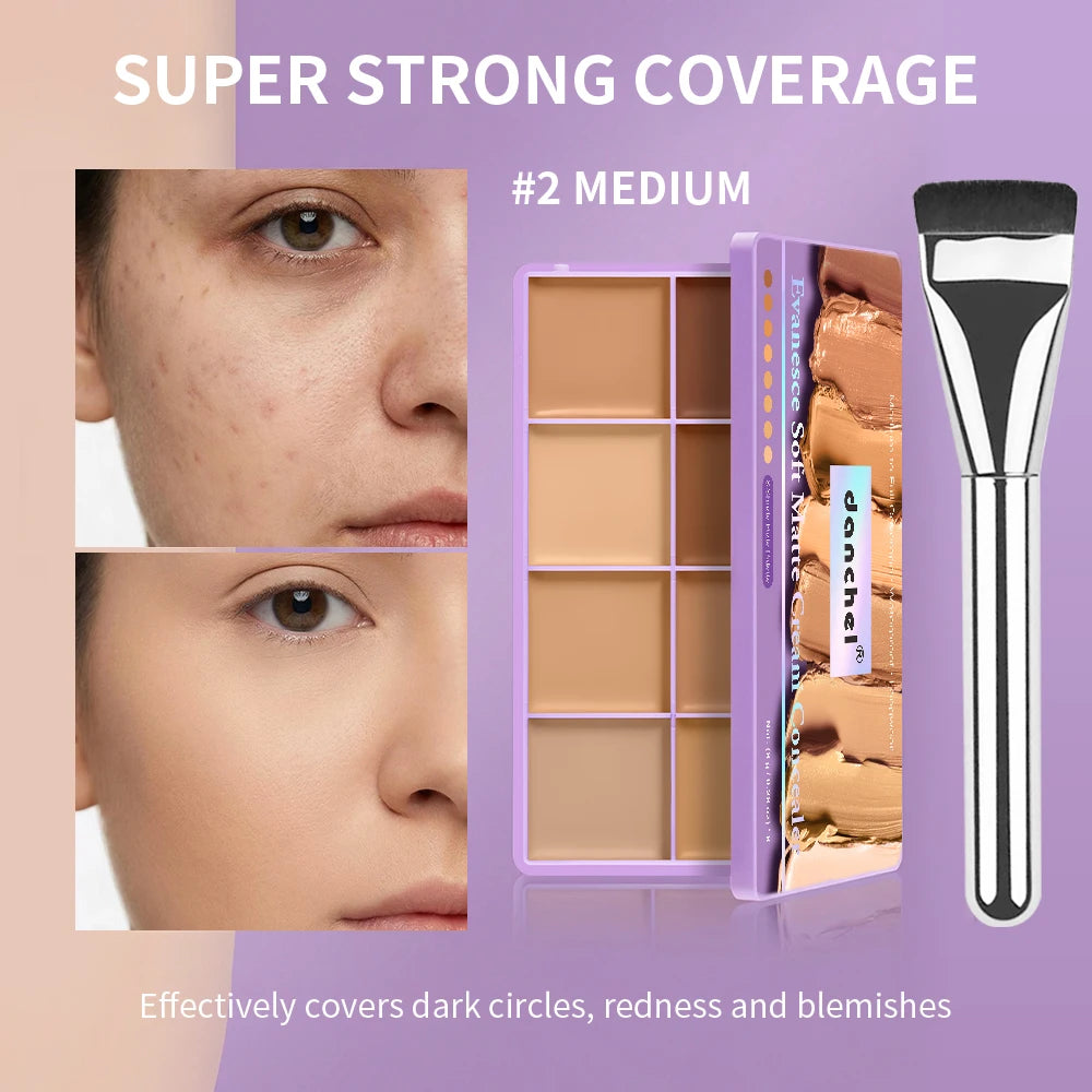 8 Shade Cream Concealer Palette for Full Coverage