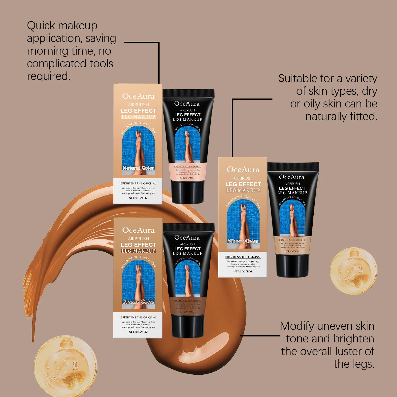 Waterproof Leg Foundation Cream for Flawless Coverage - 9