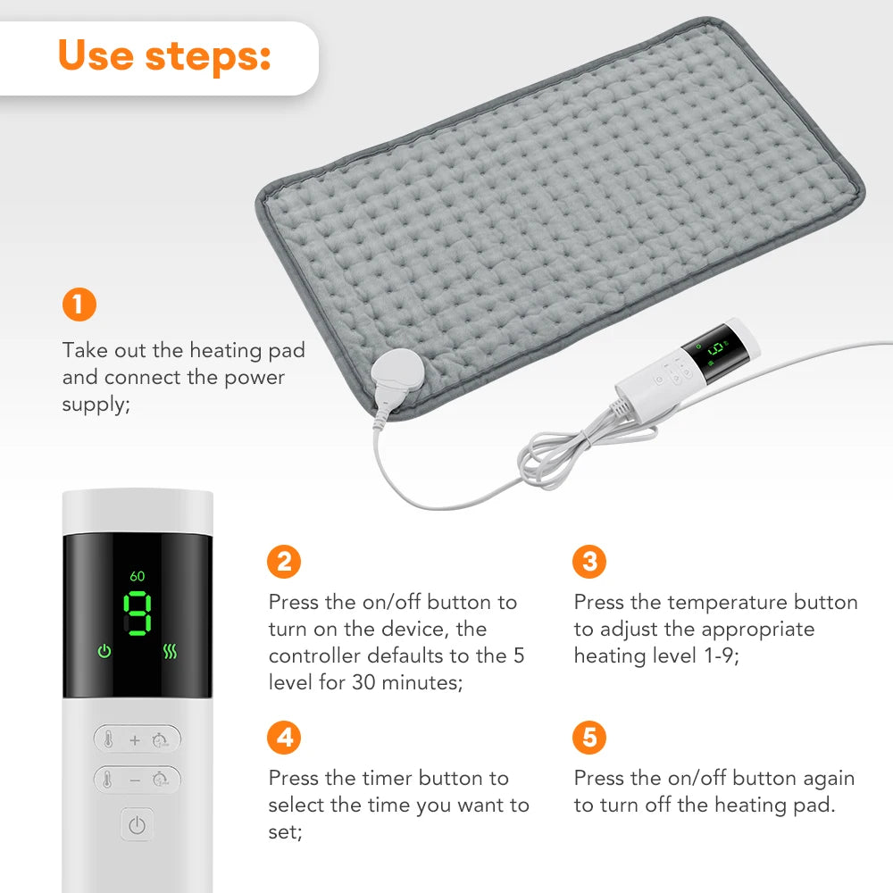 Electric Heating Pad with 9 Temperature Settings