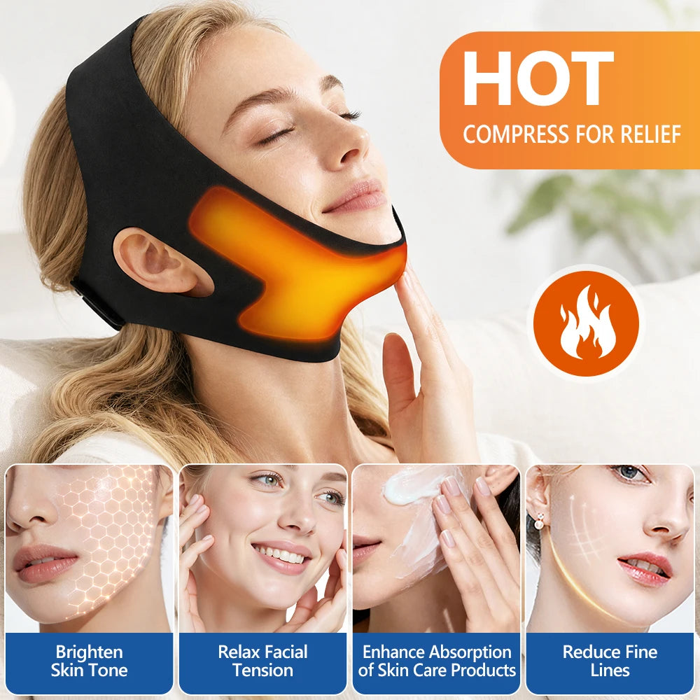 Adjustable Face Lifting Bandage with Hot and Cold Gel Pack