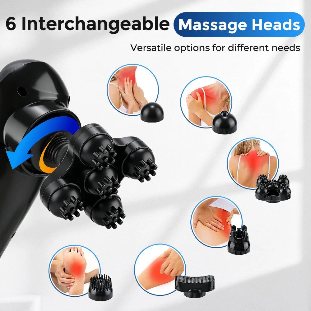 Handheld Percussion Massager with 6 Interchangeable Heads