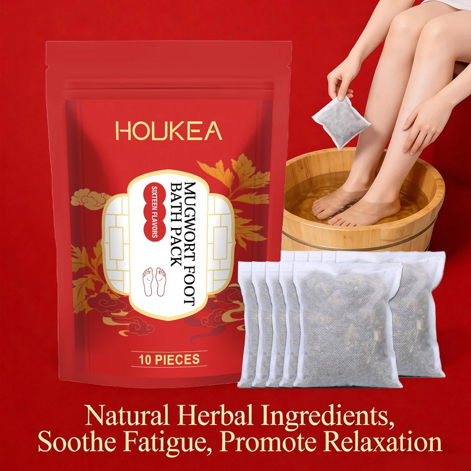 Mugwort Herbal Foot Bath Bags for Deep Relaxation - 1