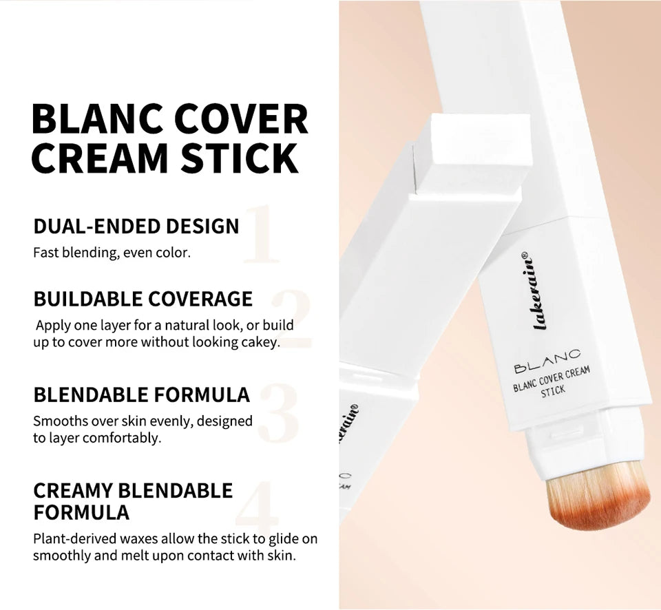 Blanc Cover Cream Stick with Built-in Brush for Flawless Coverage