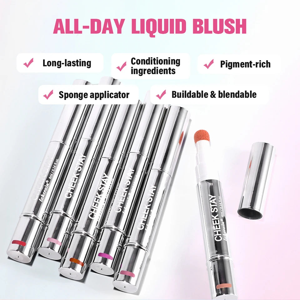 Liquid Blush Stick with Sponge Tip for Long Lasting Natural Glow - 8