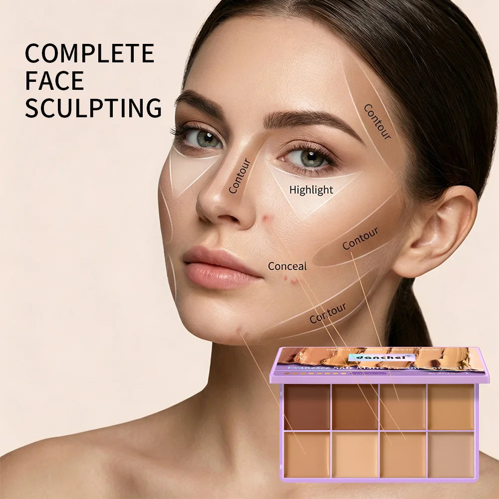 8 Shade Cream Concealer Palette for Full Coverage - 7