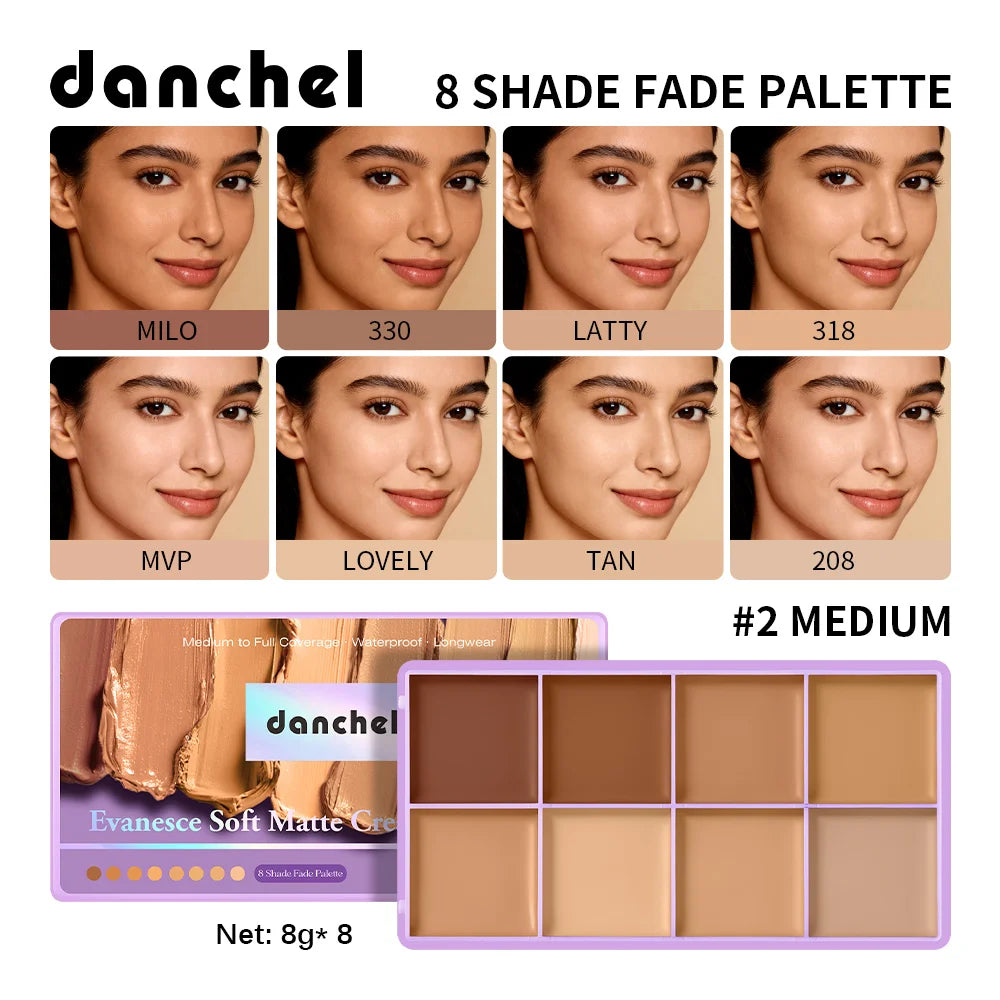 8 Shade Cream Concealer Palette for Full Coverage - 23