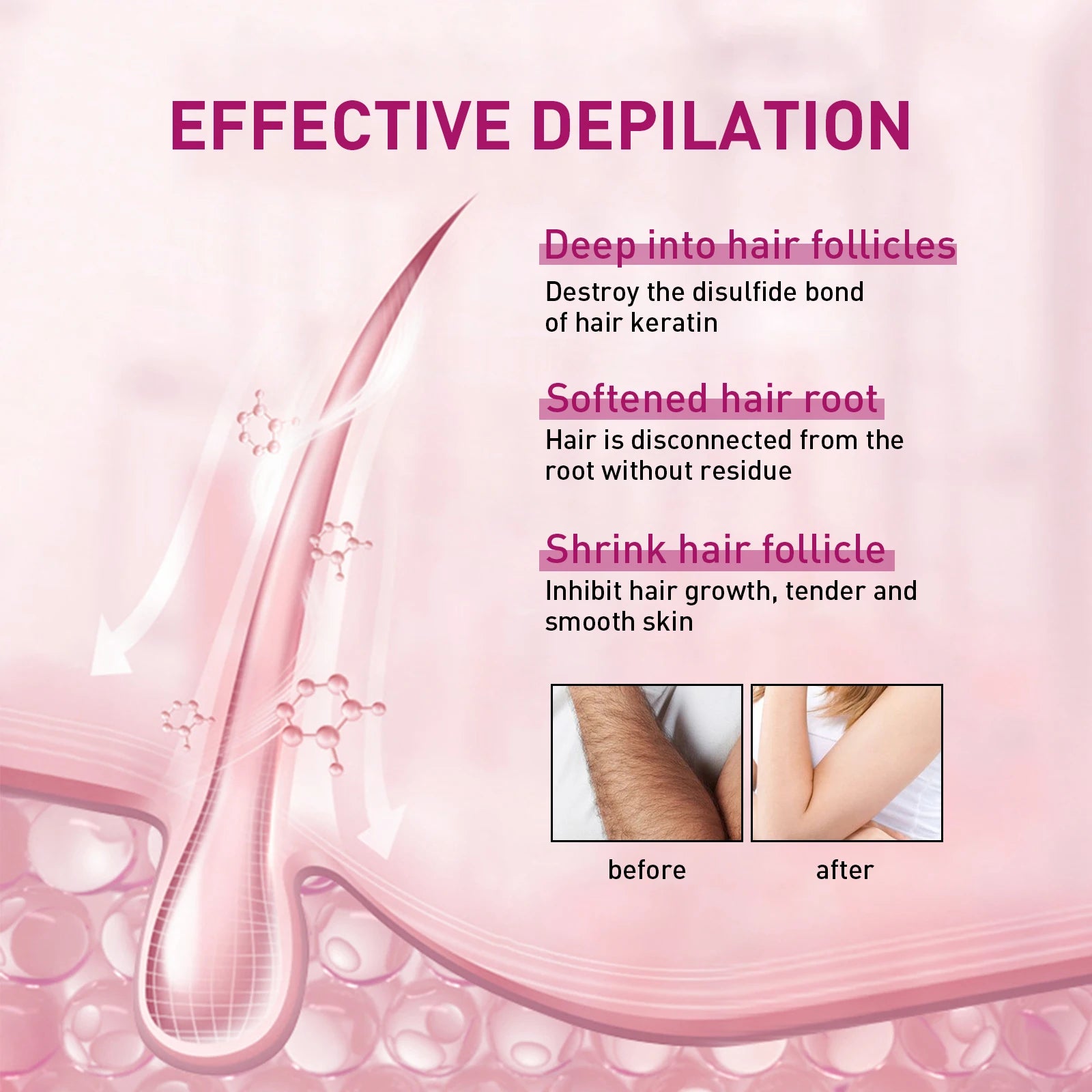Hair Removal Cream Painless Skin Smoothing Depilatory Formula - 5