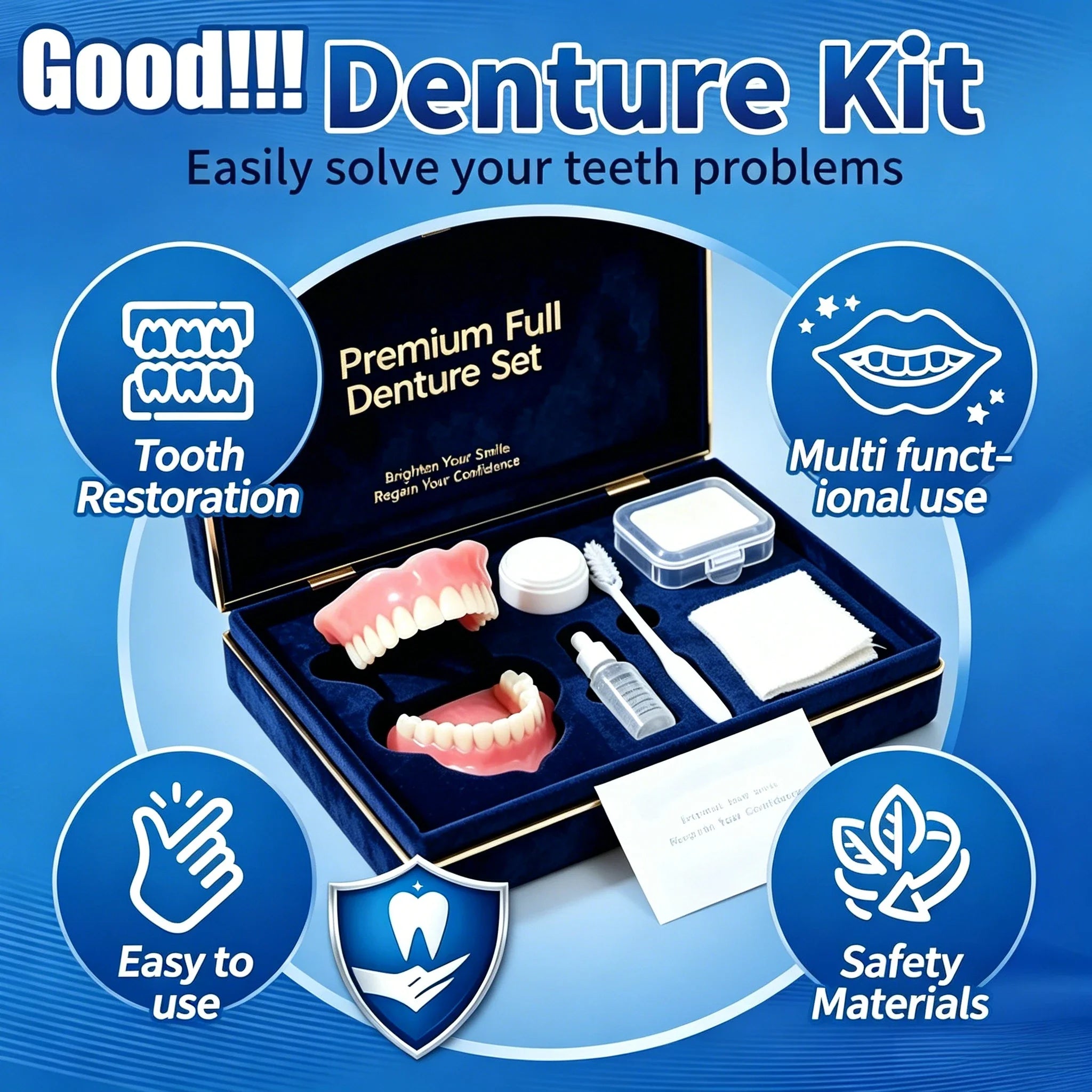 All in One Denture Set with Cleaning Tools - 9
