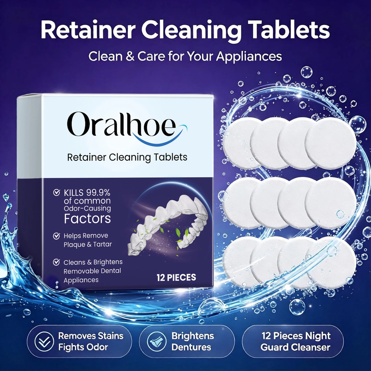 Denture Cleaning Tablets for Effective Stain and Plaque Removal