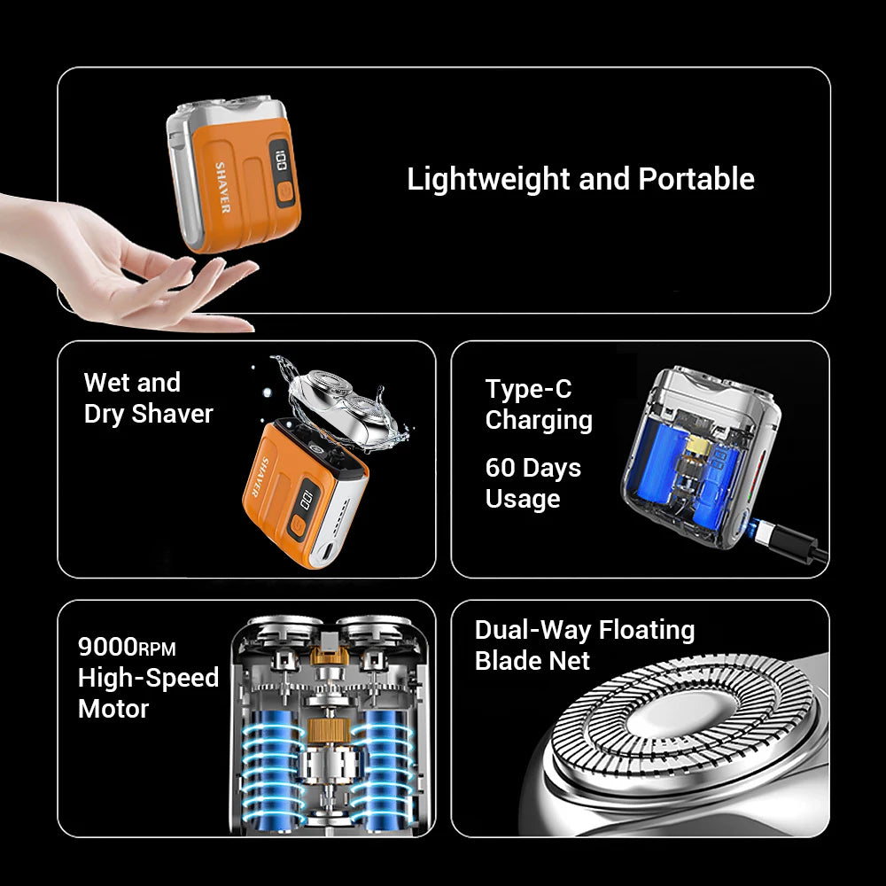 Portable Electric Shaver with Digital Display