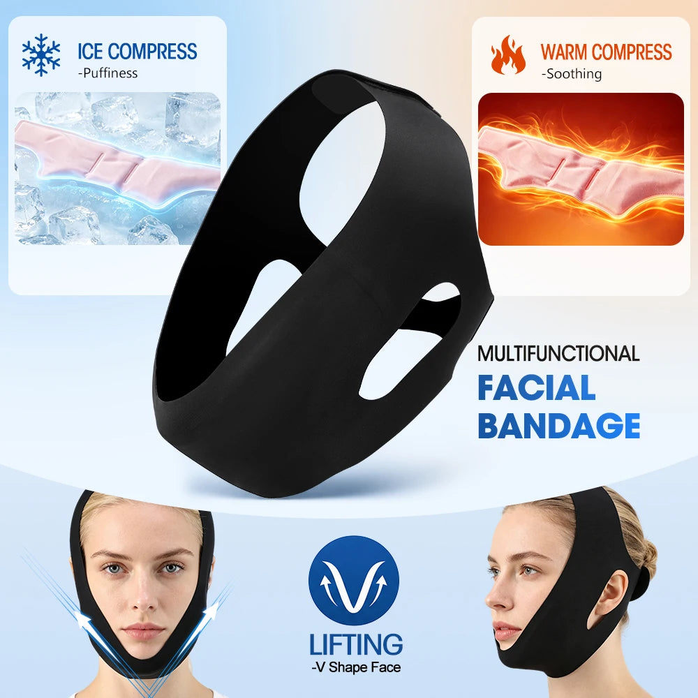 Adjustable Face Lifting Bandage with Hot and Cold Gel Pack - 7