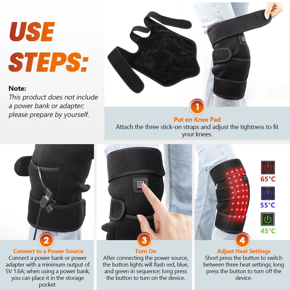 Red Light Knee Wrap with Adjustable Heat Settings
