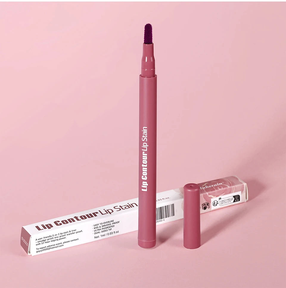 Dual Sided Lip Stain and Liner Pen for Long Lasting Matte Color