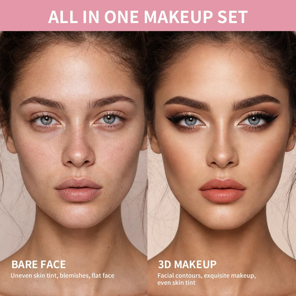 Full Face Makeup Set with Professional Brushes - 21