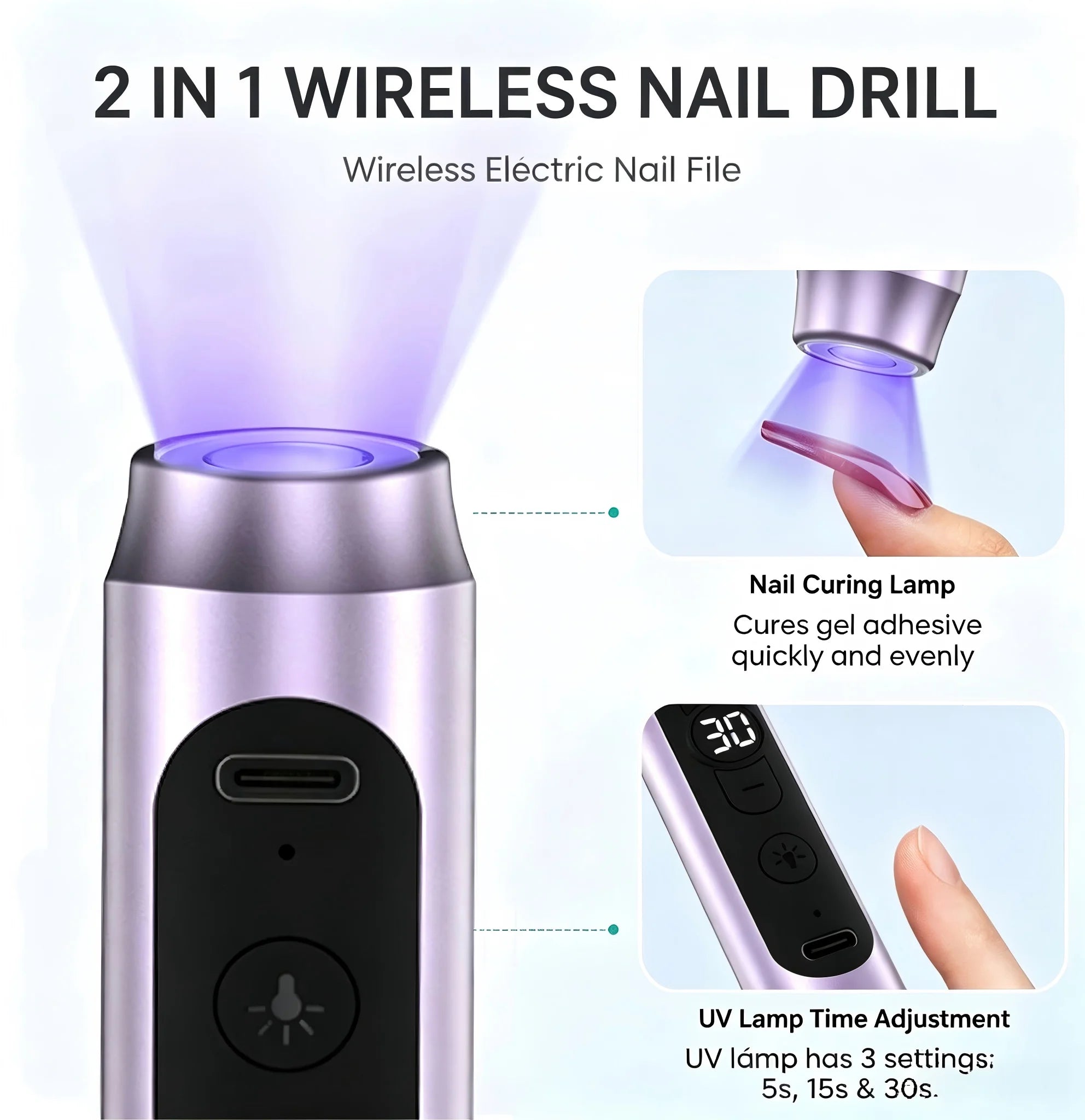 Electric Nail Drill and UV Lamp Kit for Professional Manicures - 10